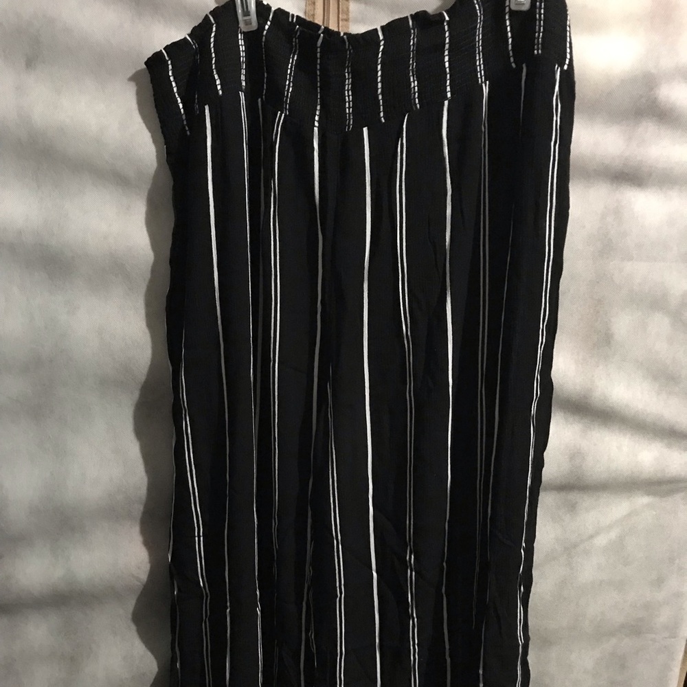 Black and white striped pants